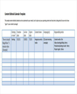 Editable Magazine Editorial Calendar Template Pdf