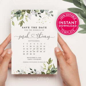 Free Editable Wedding Save The Date Calendar Template Pdf Example