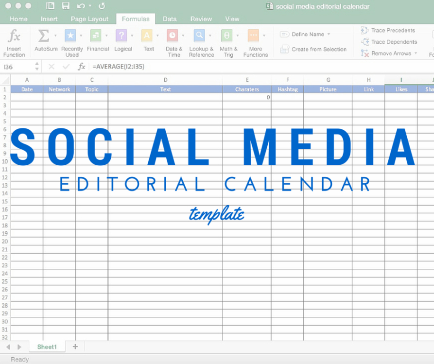 Free  Facebook Editorial Calendar Template Excel Example