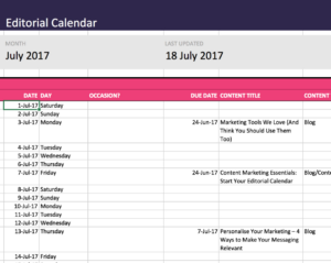 Free Printable Newsletter Editorial Calendar Template