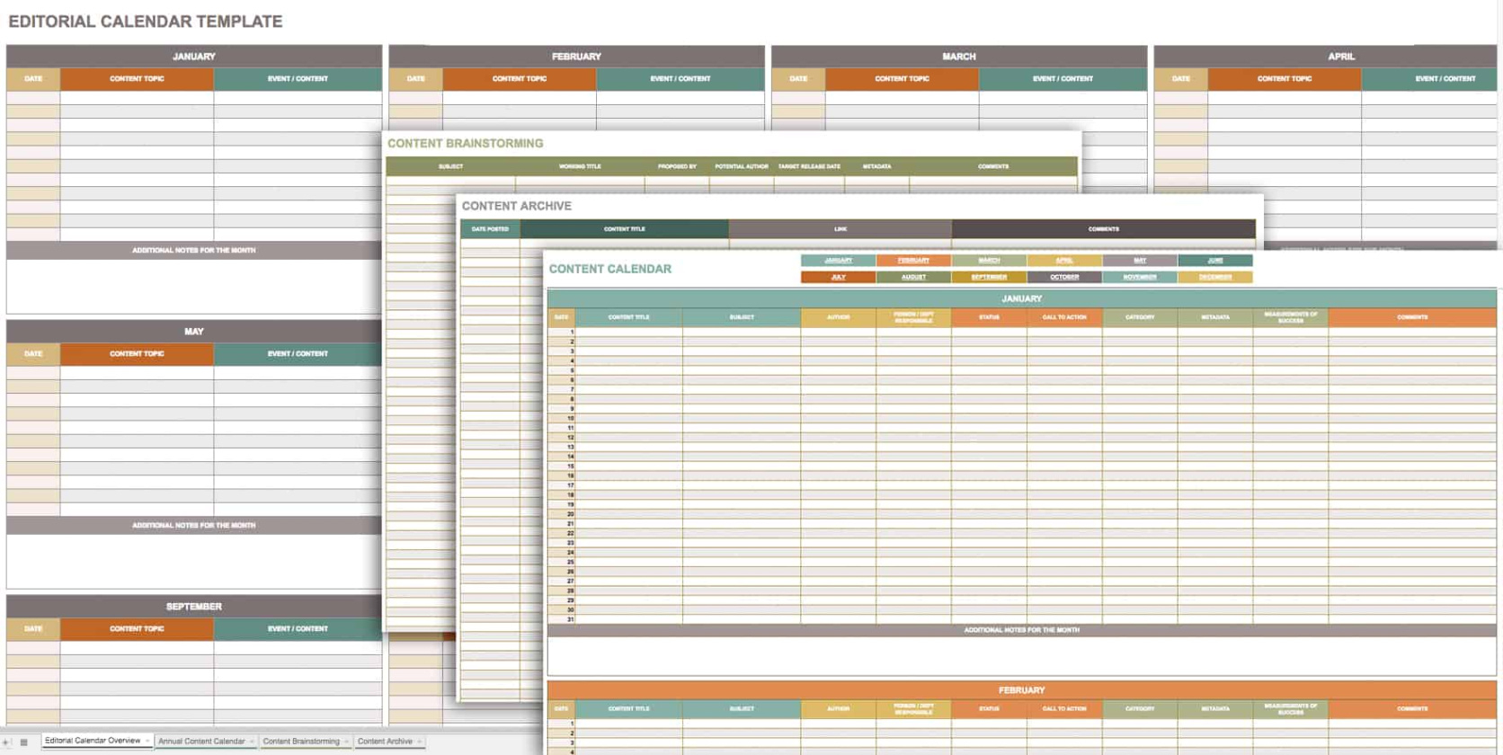 Free Printable Online Editorial Calendar Template  Sample