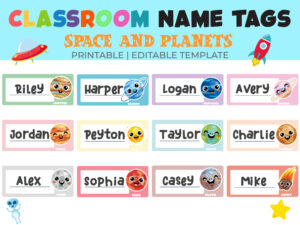 free editable class name label template word