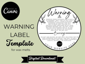 free blank wax melt warning label template excel