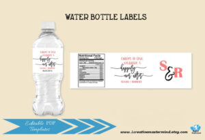 wedding water bottle label template