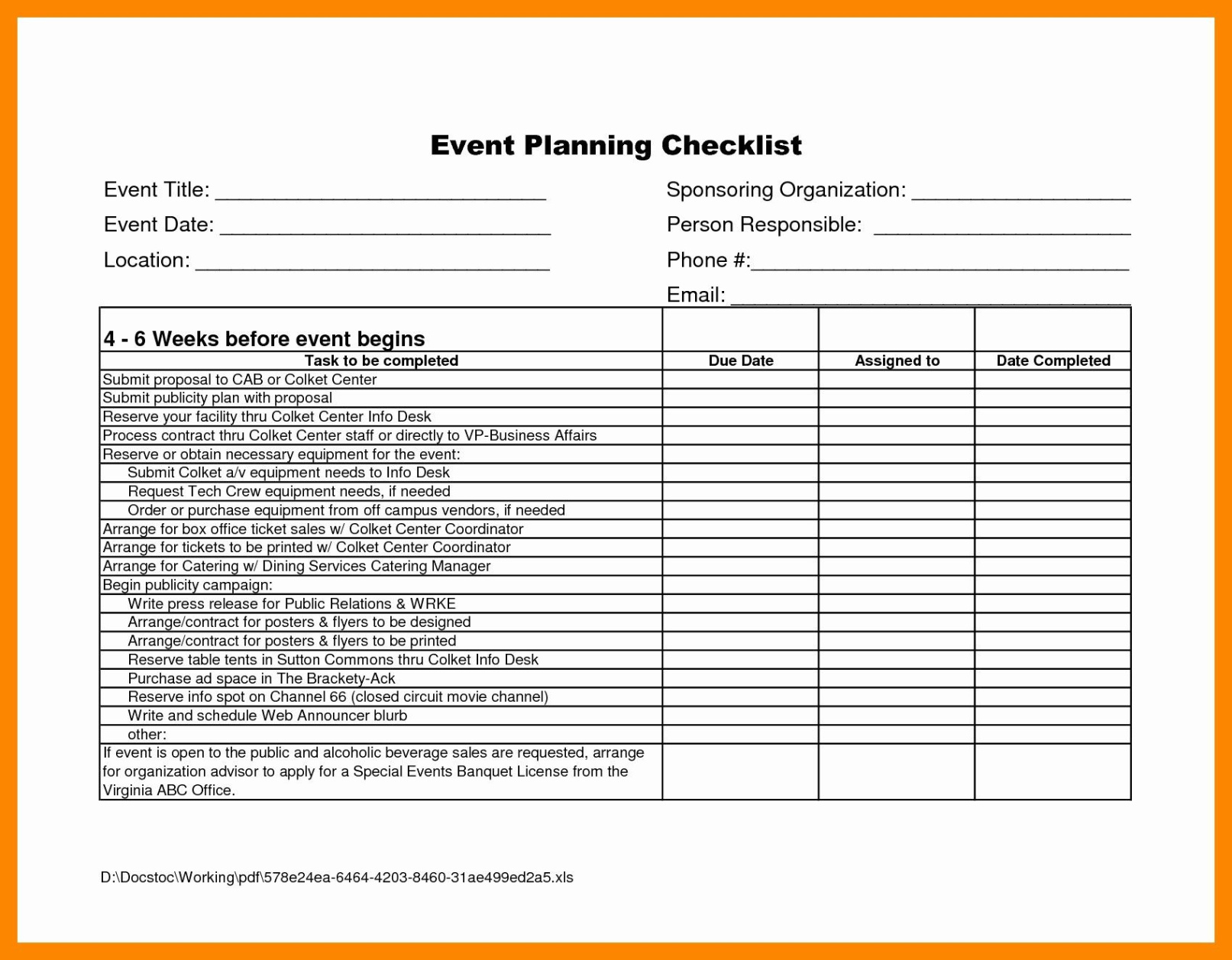 editable event planning checklist template pdf pre event planning questionnaire template excel