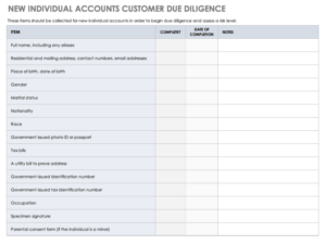 editable get started with customer due diligence  smartsheet tax due diligence questionnaire template excel