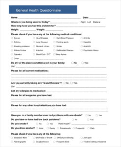 editable health screening questionnaire sport health questionnaire for employees template excel