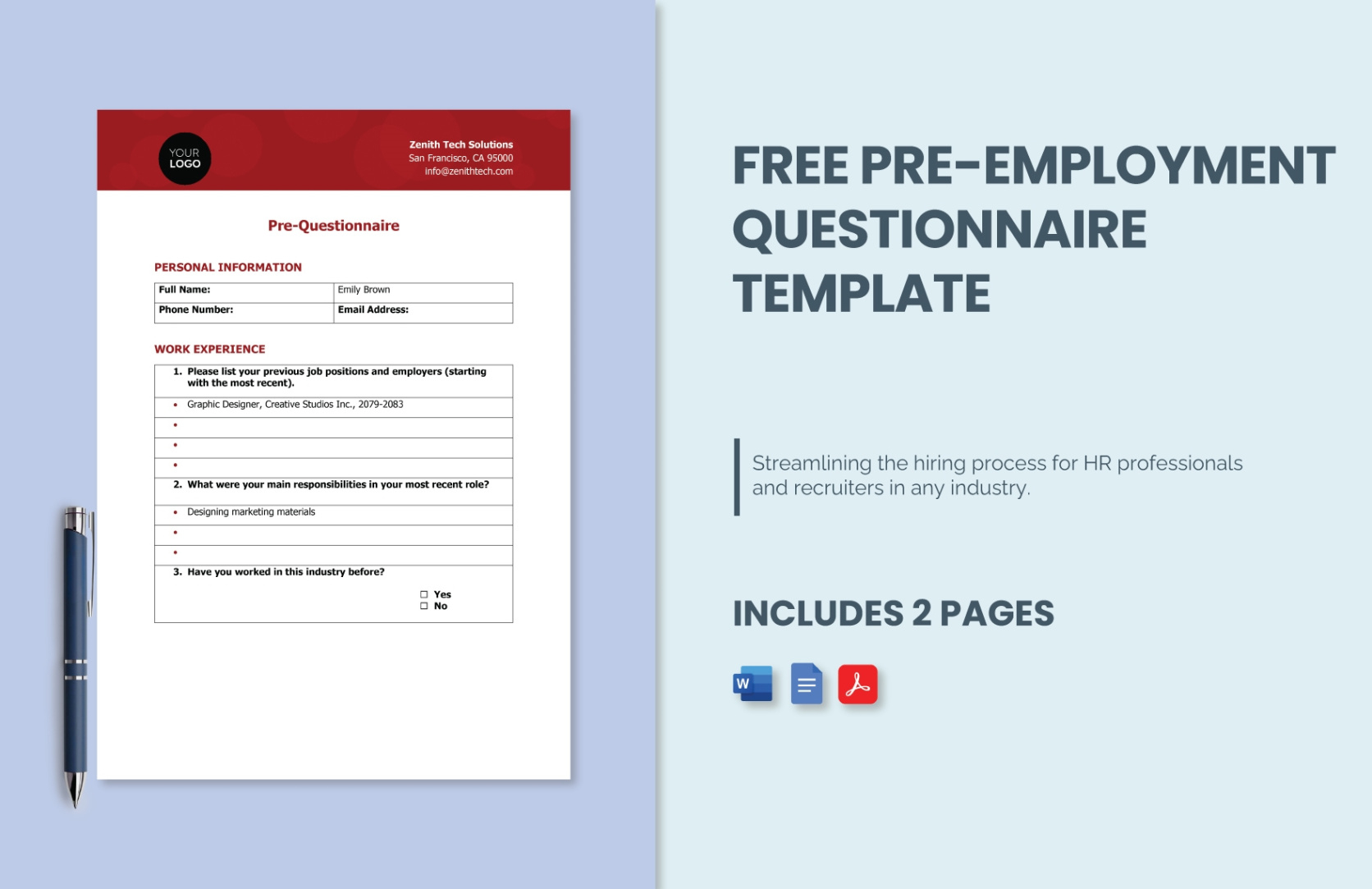 editable questionnaire template in word  free download  template job application pre employment questionnaire template doc