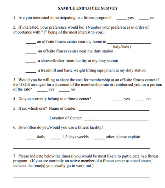 fitness survey  10 examples format pdf health and fitness questionnaire template doc