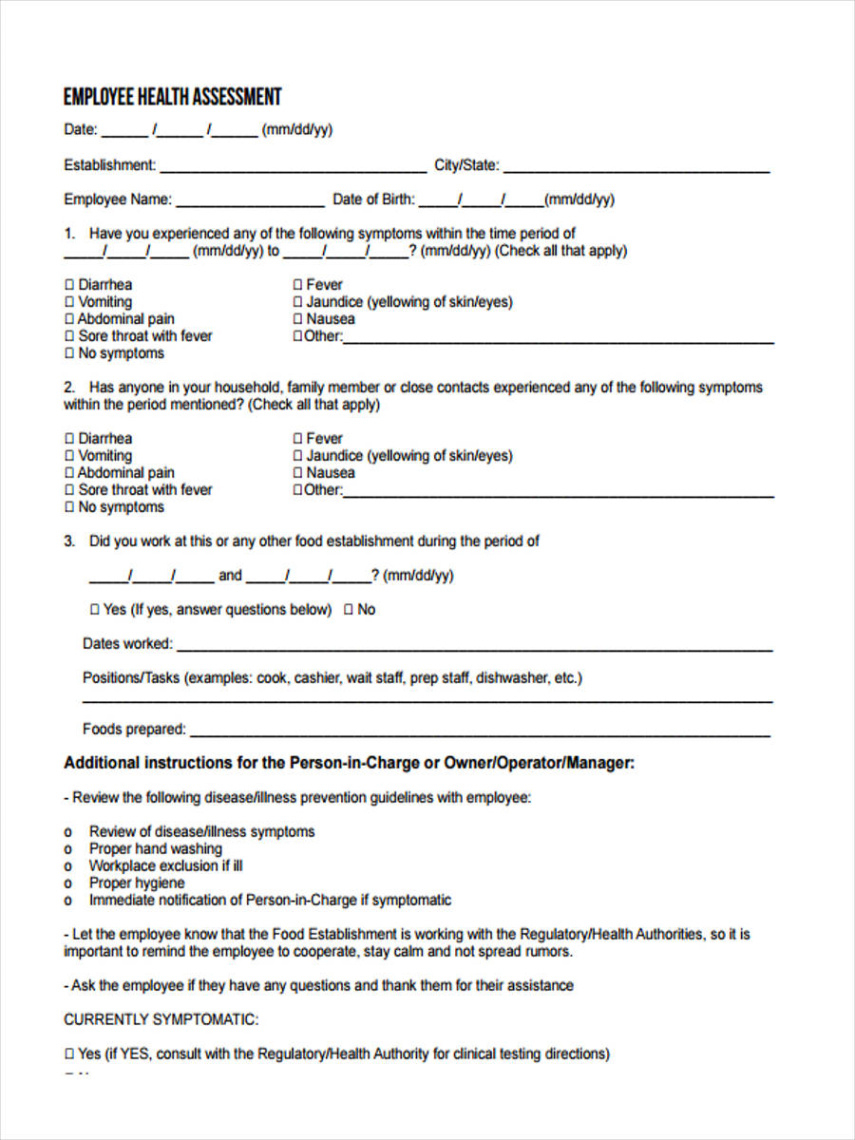 free 9 employee health forms in pdf  ms word post employment medical questionnaire template word