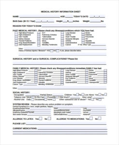 free 9 sample medical history templates in pdf  ms word family medical history questionnaire template example