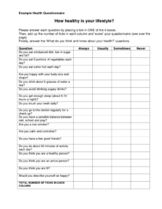 free health questionnaire  health questionnaire template health articles health and fitness questionnaire template pdf