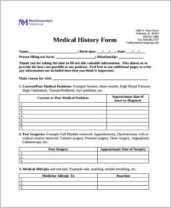 patient medical history form template patient medical history questionnaire template sample