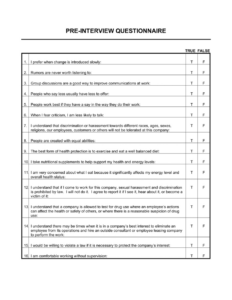 pre employment questionnaire template job application pre employment questionnaire template