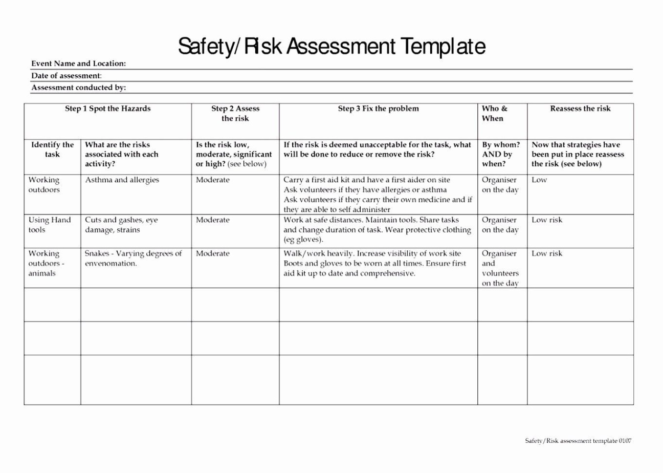 printable hazard identification and risk assessment template  stunning templates it risk assessment questionnaire template