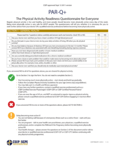 printable parq par q health questionnaire template