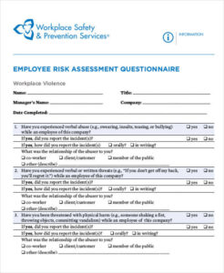 printable risk assessment questionnaire template it security risk assessment questionnaire template example