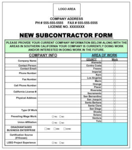 printable subcontractor prequalification form template contractor pre qualification questionnaire template