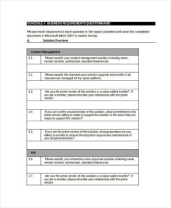 sample free 33 questionnaire examples in doc  examples in business requirements questionnaire non functional requirements questionnaire template sample