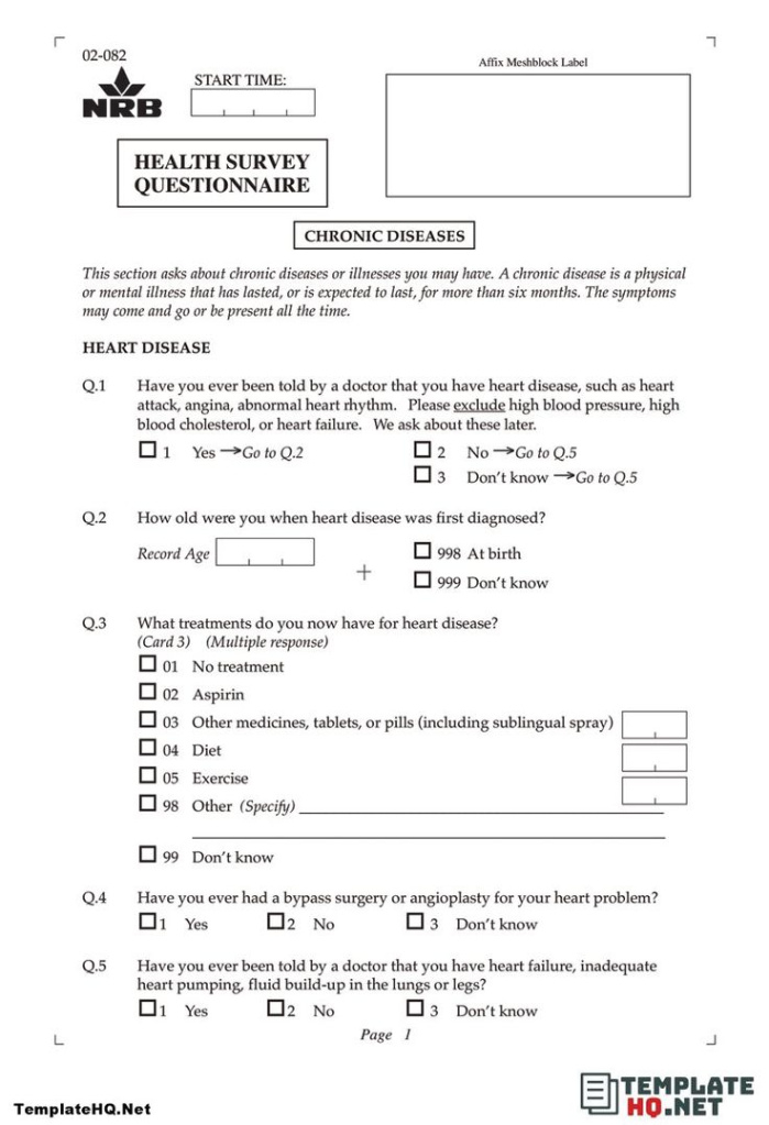 sample health survey questionnaire form  questionnaire offer and acceptance what is health post offer medical questionnaire template