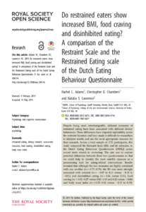 sample pdf do restrained eaters show increased bmi food craving and disinhibited eating? a dutch eating behavior questionnaire scoring template