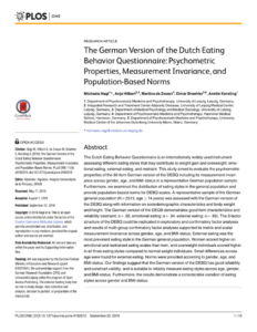 sample pdf the german version of the dutch eating behavior questionnaire psychometric properties dutch eating behavior questionnaire scoring template doc