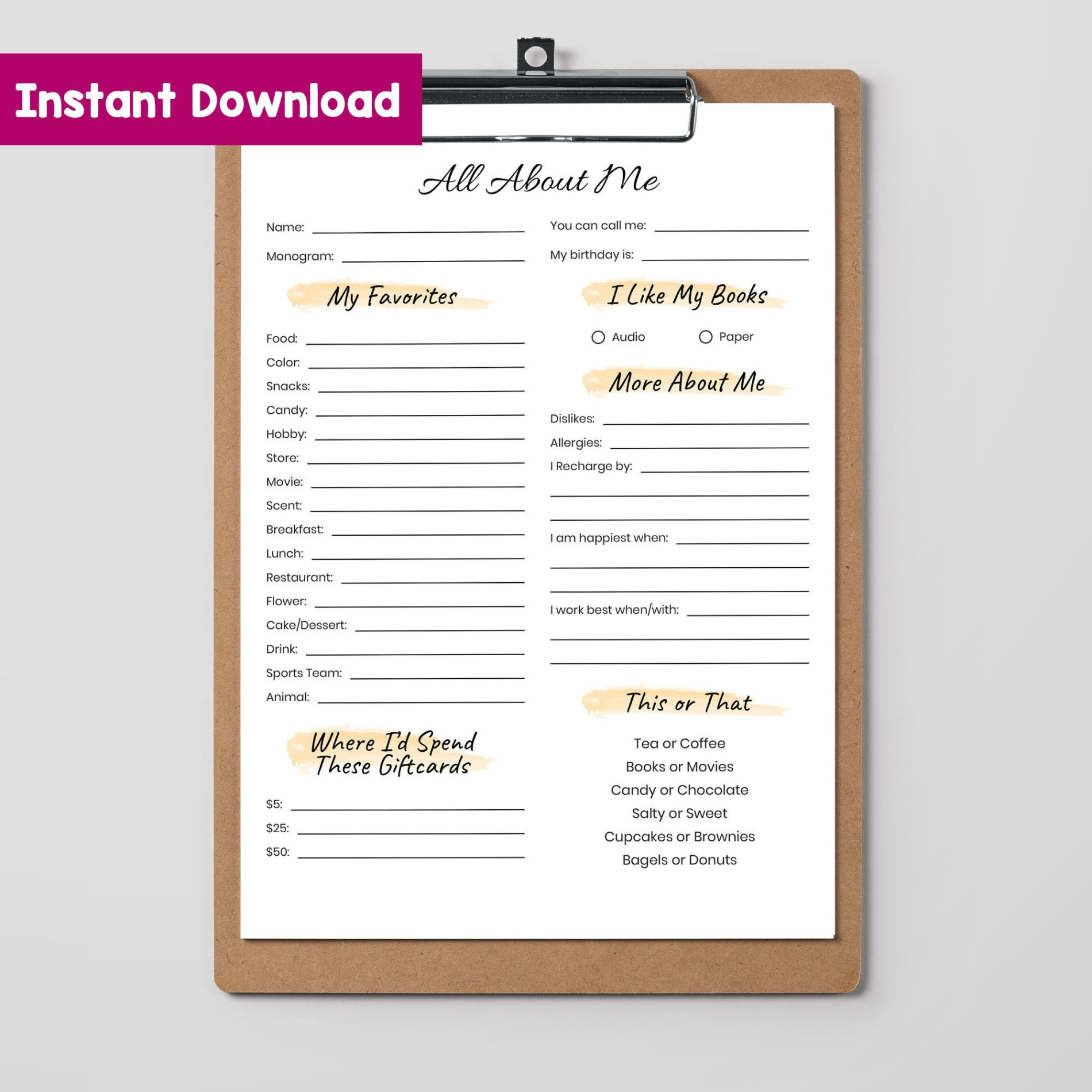 sample printable all about me coworker questions employee favorites list employee appreciation gift getting to know you questionnaire template sample