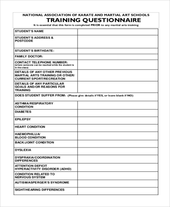 training questionnaire template personal training client questionnaire template excel