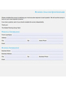 editable 9 business analysis questionnaire templates in pdf  ms word job analysis questionnaire template excel