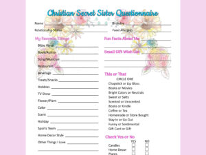 editable christian secret sister questionnaire for church womens ministry secret sister questionnaire template pdf