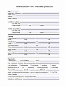 editable free 9 sample vendor questionnaire forms in pdf  excel supplier pre qualification questionnaire template example