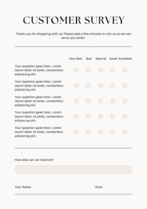 editable free and customizable survey templates 43% off customer service questionnaire template