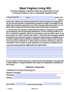 editable living will template virginia living will questionnaire template example