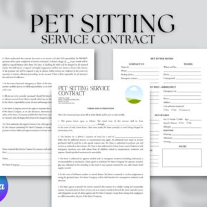 editable pet sitting forms  etsy dog sitting questionnaire template