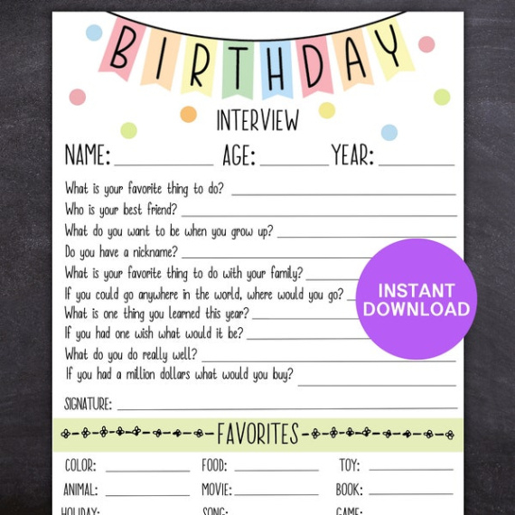 editable printable interview form  etsy office birthday questionnaire template excel
