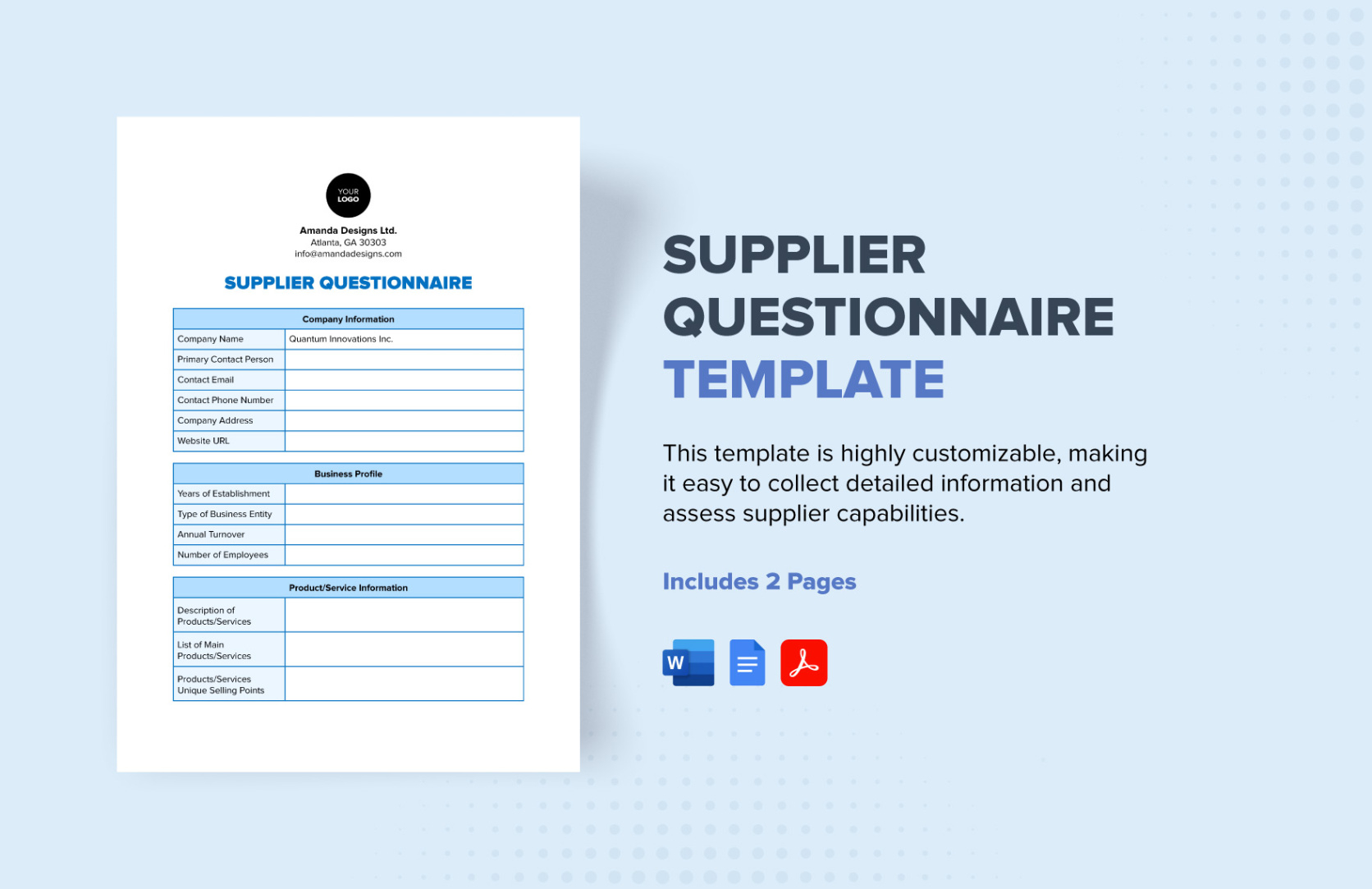 editable questionnaire templates in pdf to download approved supplier questionnaire template doc