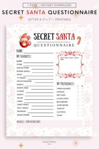 editable secret santa questionnaire printable for work secret santa  etsy secret santa questionnaire template example