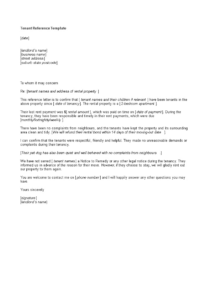 editable simple tenant reference template  how to create a tenant reference landlord reference questionnaire template pdf