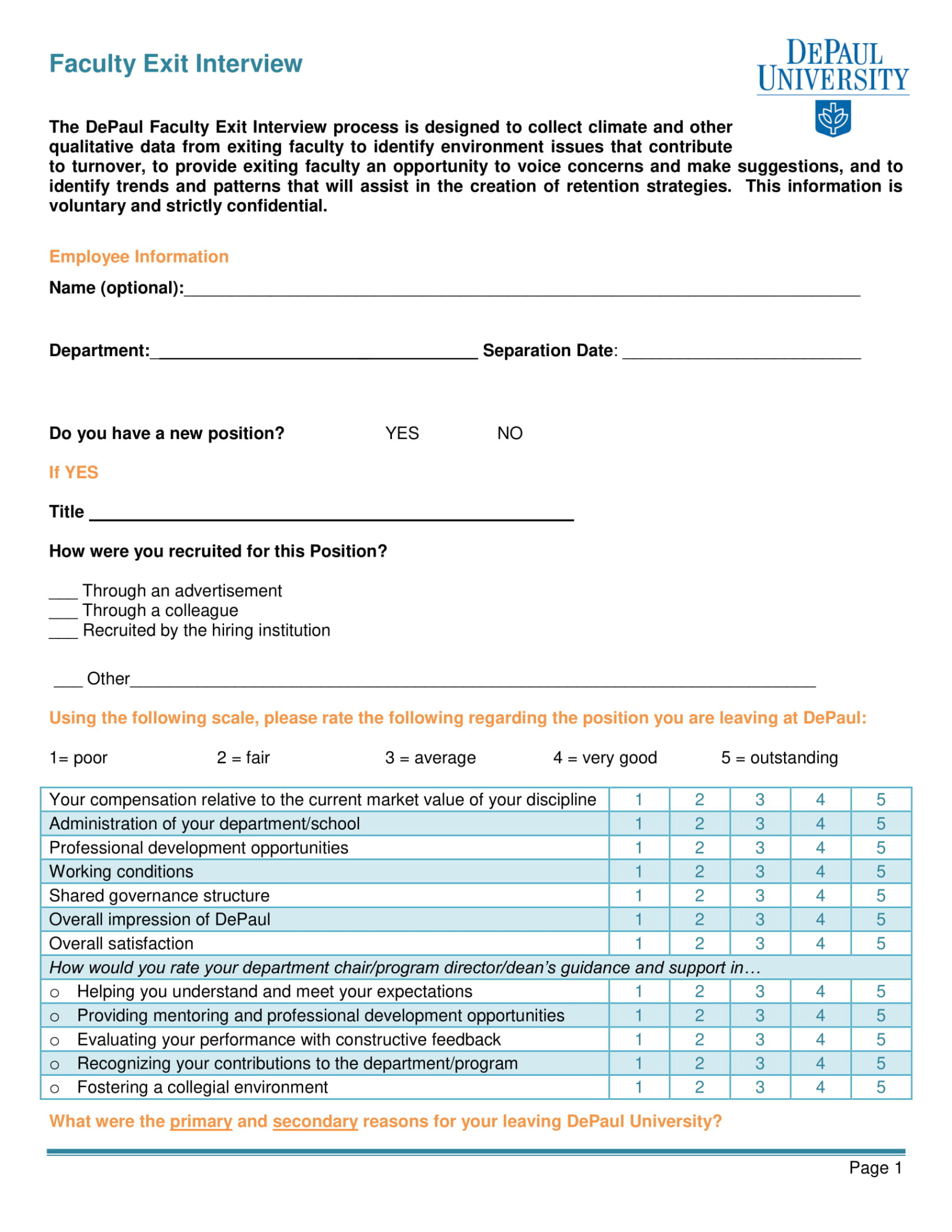 exit interview survey template exit interview questionnaire template word