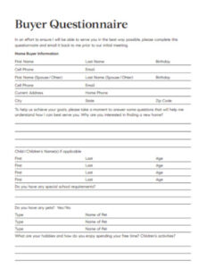free 30 buyer questionnaire samples in ms word  google docs  google sheets  ms excel  apple puppy buyer questionnaire template example