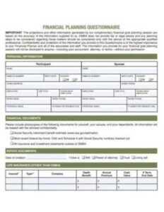 free business plan questionnaire template  midibox financial planning questionnaire template sample