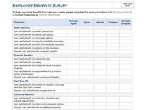 free employee benefits survey template  employee benefits survey pertaining to employee satisfaction job satisfaction questionnaire template example
