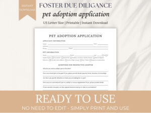 free foster care due diligence form pet adoption application vet prospective adopters dog adoption dog adoption questionnaire template pdf