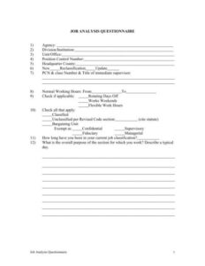 free job analysis questionnaire  pcsao job analysis questionnaire template pdf