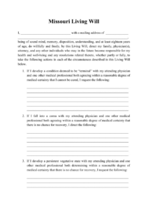free missouri living will form  fill out sign online and download pdf  templateroller living will questionnaire template excel