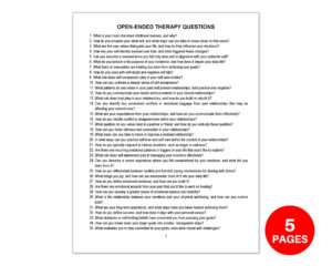 free open ended therapy questions counseling questions therapy questions open ended questionnaire template word