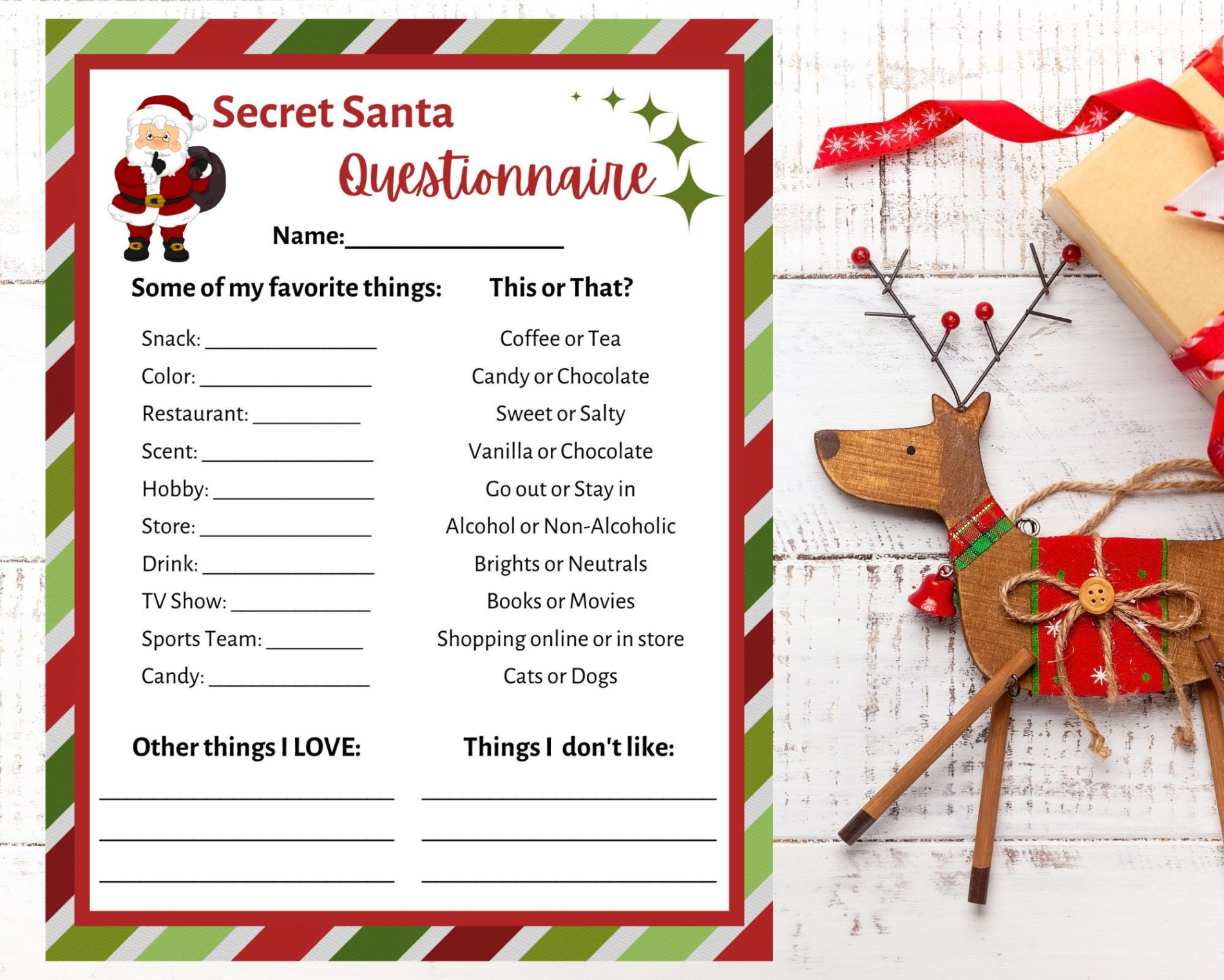 free pin on products secret santa questionnaire template example