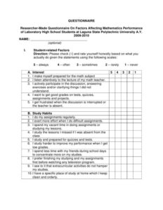 free questionnaire about strategies used by teachers  survey questionnaire questionnaire sample social media management questionnaire template example