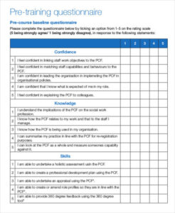 free training questionnaire template knowledge transfer questionnaire template example
