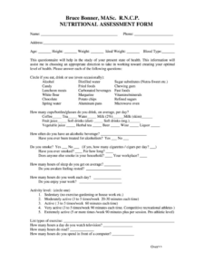 nutritional assessment example fill out  sign online  dochub weight loss questionnaire template doc